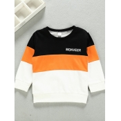 Lovely Casual O Neck Patchwork Black Boy Hoodie