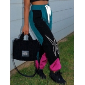 Lovely Street Lace-up Patchwork Black Pants