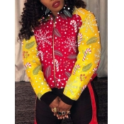 Lovely Street Print Patchwork Multicolor Hoodie