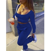 LW Pocket Design Drawstring Crop Top Pants Set