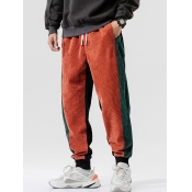 Lovely Casual Patchwork Brick Red Men Pants
