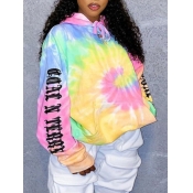 Lovely Casual Hooded Collar Tie-dye Yellow Plus Si