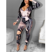 Lovely Street Letter Print Patchwork Black Two Pie