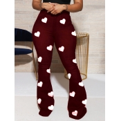 LW Plus Size High-waisted Heart Print Flared Pants