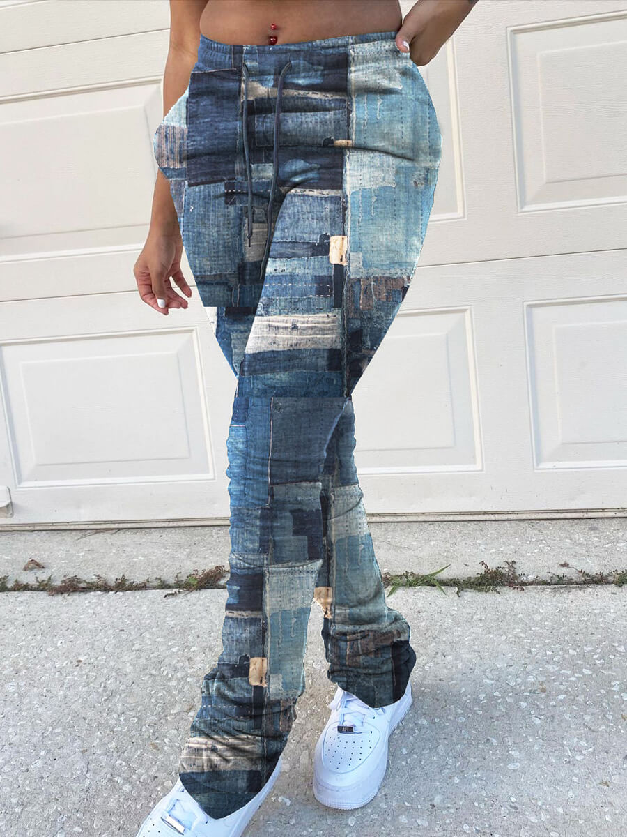 LW Mixed Print Drawstring Skinny Pants