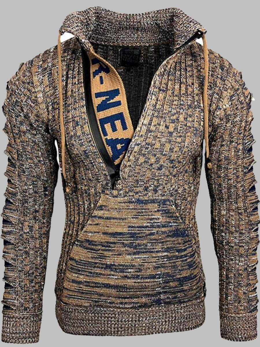 LW Men Letter Print Kangaroo Pocket Sweater