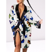 Lovely Stylish Butterfly Print White Sleepwear