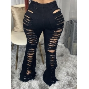 Lovely Street Broken Holes Black Jeans