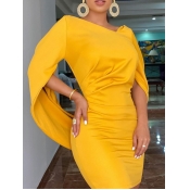Lovely Chic V Neck Hollow-out Yellow Mini Dress