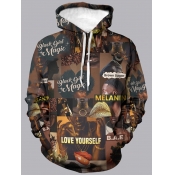 Lovely Men Casual Hooded Collar Print Multicolor H