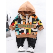 Lovely Casual Hooded Collar Letter Print Brown Boy