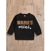 Lovely Girl Casual O Neck Letter Print Black Hoodi