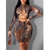 Lovely Sexy Snakeskin Print Bandage Design Knee Le