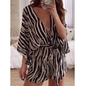 Lovely Chic Striped Black Brown One-piece Romper