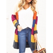 Lovely Chic Multicolor Patchwork Cardigan