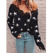 LW BASICS Star Patchwork Black Sweater