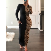 Lovely Casual Leopard Print Patchwork Black Ankle 