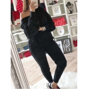 Lovely Plus Size Trendy Basic Black Two-piece Pant