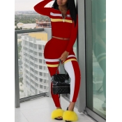 Lovely Casual Mandarin Collar Striped Stitching Re