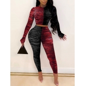 Lovely Casual Zebra Pattern Print Patchwork Red Tw