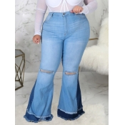 Lovely Denim Street Patchwork Capris Regular High-