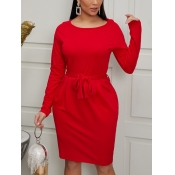 Lovely Trendy Christmas Day Red Knee Length Dress