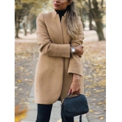 Lovely Casual Lapel Collar Khaki Plus Size Trench 