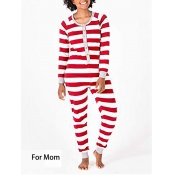 Lovely Sweet Christmas Day Striped Patchwork Mom T