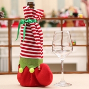 Lovely Striped Christmas Day Print Red Wine Bag