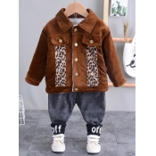 Lovely Street Leopard Print Button Design Brown Bo