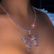 Lovely Sweet Butterfly Pink Necklace