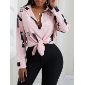 Lovely Formal Floral Print Patchwork Pink Blouse