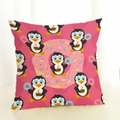 Lovely Cartoon Print Patchwork Pink Decorative Pil