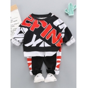 Lovely Street Letter Print Patchwork Red Boy Two P