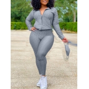 Lovely Sportswear Turndown Collar Zipper Design Gr