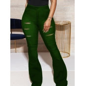 Lovely Street Broken Holes Army Green Pants