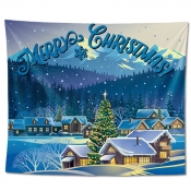 Lovely Christmas Day Landscape Print Patchwork Blu