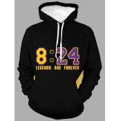Lovely Men Casual Hooded Collar Letter Print Black