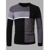 Lovely Casual Color-lump Patchwork Grey Men Sweate