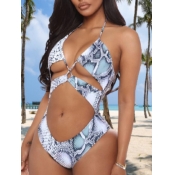 LW Snake Print Hollow-out One-piece Swimsuit