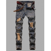 LW Men Street Denim Ripped Patchwork Jeans (No Str