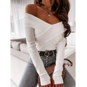 Lovely Street Off The Shoulder Flap Over White T-s