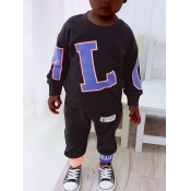 Lovely Sportswear O Neck Letter Print Black Boy Tw
