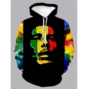LW Men Graffiti Print Patchwork Hoodie
