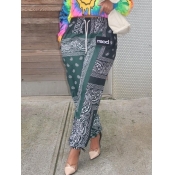 Lovely Casual Elastic Waist Print Black Pants