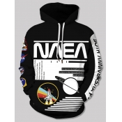 Lovely Street Hooded Collar Letter Print Black Boy