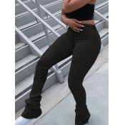 LW Casual Fold Design Skinny Pitch-black Jeans