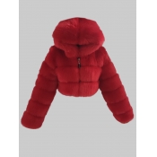 Lovely Casual Hooded Collar Zipper Design Bright R