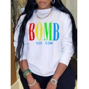 Lovely Casual Letter Print Patchwork White Hoodie