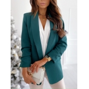 Lovely Formal Turndown Collar Pocket Design Green 
